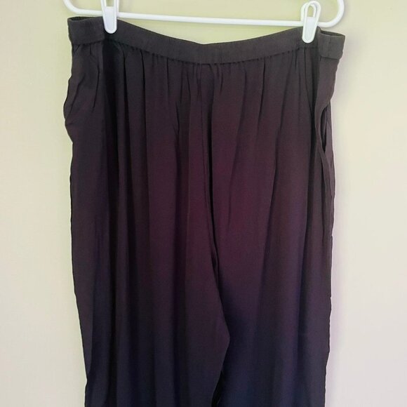 Ellos Black Lightweight Semi Sheer Elastic Waist Wide Leg Pants SZ 22W Petite - Picture 5 of 6